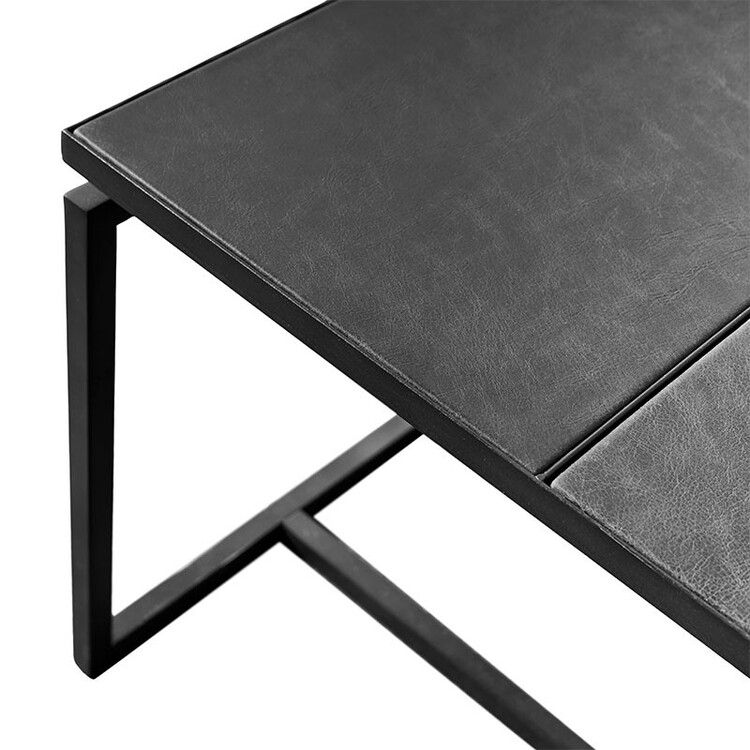 Muubs Austin Square Black Leather Coffee Table from Accessories for the Home