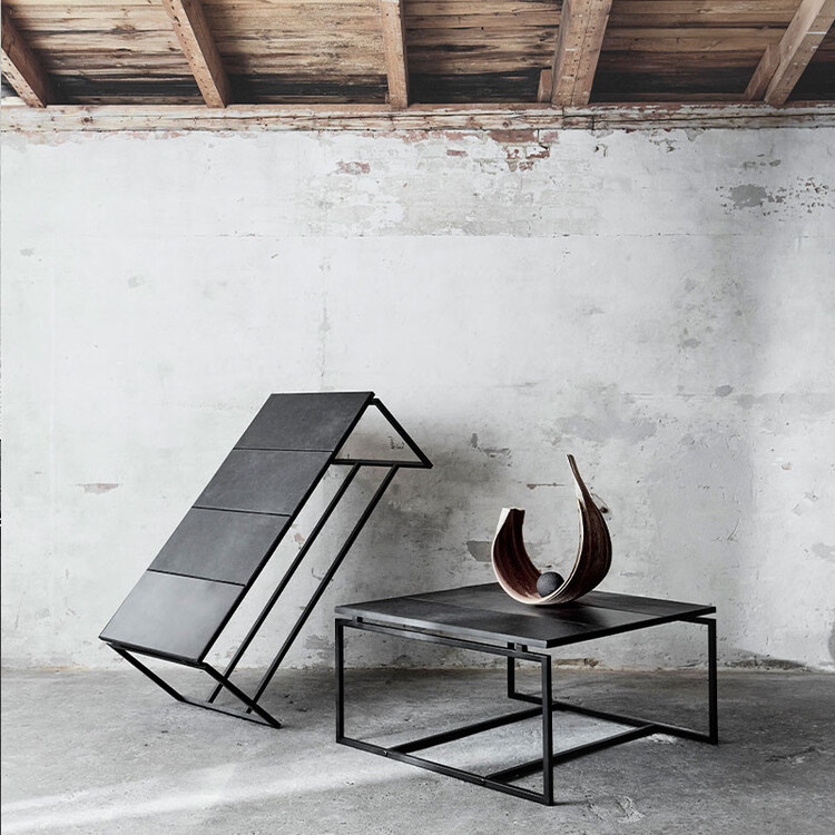 Muubs Austin Square Black Leather Coffee Table from Accessories for the Home