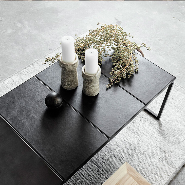 Muubs Austin Long Black Leather Coffee Table from Accessories for the Home Muubs Austin Long Black Leather Coffee Table from Accessories for the Home