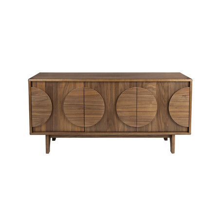 Walnut sideboard with retro-inspired circular design on the doors – large size from Zuiver Groove range 2
