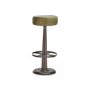 Leather and Iron Bar Stool in Chocolate Brown or Rich Green from Accessories for the Home