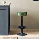 Leather and Iron Bar Stool in Chocolate Brown or Rich Green from Accessories for the Home
