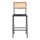Iswa Aged Black Leather and Rattan Counter Stool from Accessories for the Home