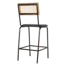 Iswa Aged Black Leather and Rattan Counter Stool from Accessories for the Home