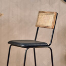 Iswa Aged Black Leather and Rattan Counter Stool from Accessories for the Home