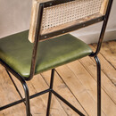 Iswa Rich Green Leather and Rattan Counter Stool from Accessories for the Home