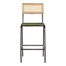 Iswa Rich Green Leather and Rattan Counter Stool from Accessories for the Home