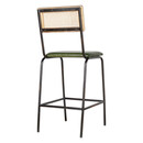 Iswa Rich Green Leather and Rattan Counter Stool from Accessories for the Home