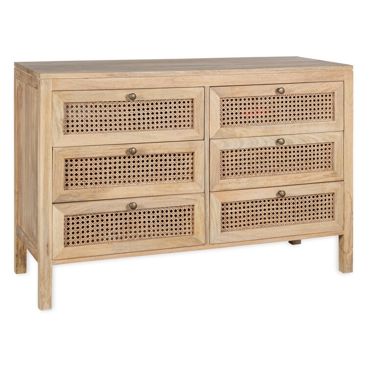 Kanz Mango Wood and Cane Chest of Drawers from Accessories for the Home