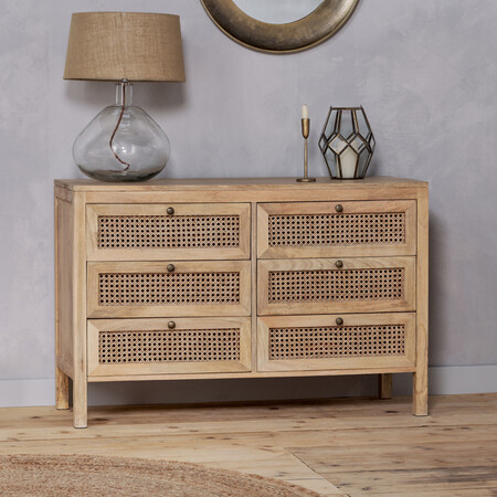 Kanz Mango Wood and Cane Chest of Drawers from Accessories for the Home 2