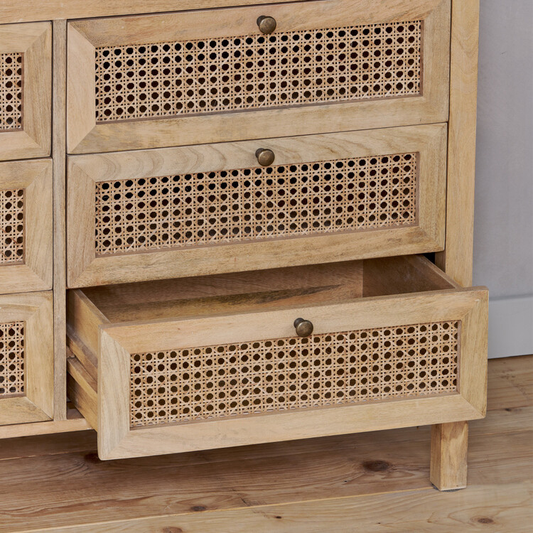 Kanz Mango Wood and Cane Chest of Drawers from Accessories for the Home