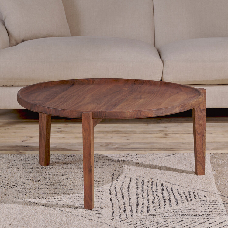Umar Dark Brown Acacia Wood Coffee Table Accessories for the Home