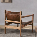 Dalibar Tan Leather and Acacia Wood Lounger from Accessories for the Home