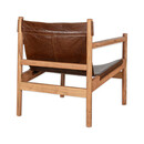 Dalibar Tan Leather and Acacia Wood Lounger from Accessories for the Home