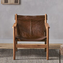 Dalibar Tan Leather and Acacia Wood Lounger from Accessories for the Home