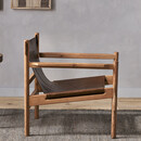 Dalibar Tan Leather and Acacia Wood Lounger from Accessories for the Home