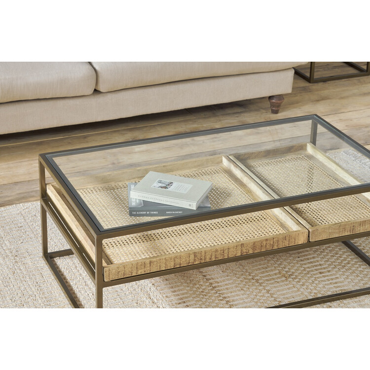 Luzon Brass & Mango Wood Display Coffee Table from Accessories for the Home Luzon Brass & Mango Wood Display Coffee Table from Accessories for the Home