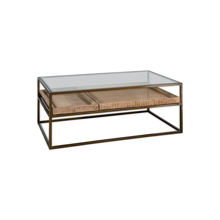 Luzon Brass & Mango Wood Display Coffee Table from Accessories for the Home Luzon Brass & Mango Wood Display Coffee Table from Accessories for the Home