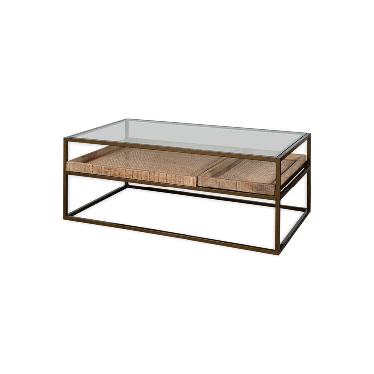 Luzon Brass & Mango Wood Display Coffee Table from Accessories for the Home Luzon Brass & Mango Wood Display Coffee Table from Accessories for the Home