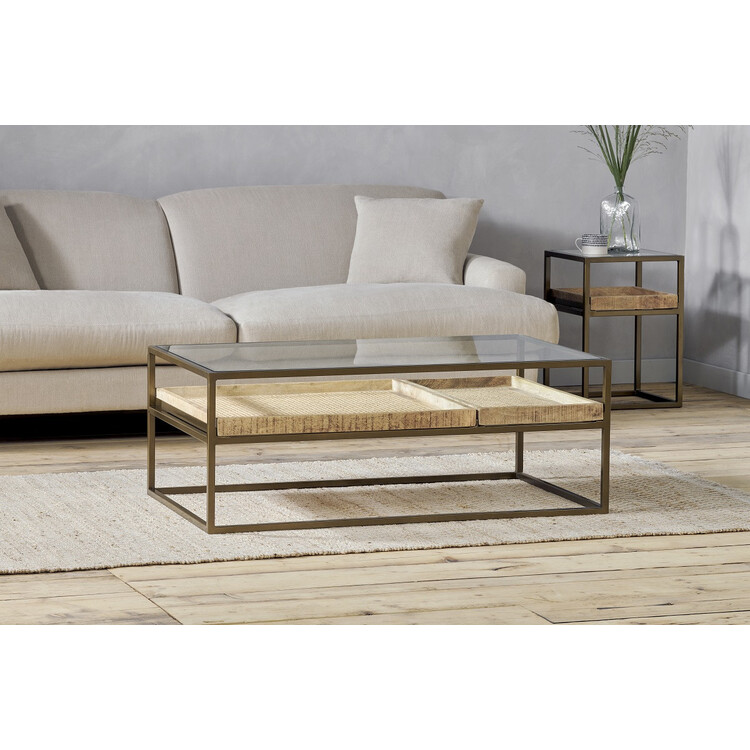 Luzon Brass & Mango Wood Display Coffee Table from Accessories for the Home Luzon Brass & Mango Wood Display Coffee Table from Accessories for the Home