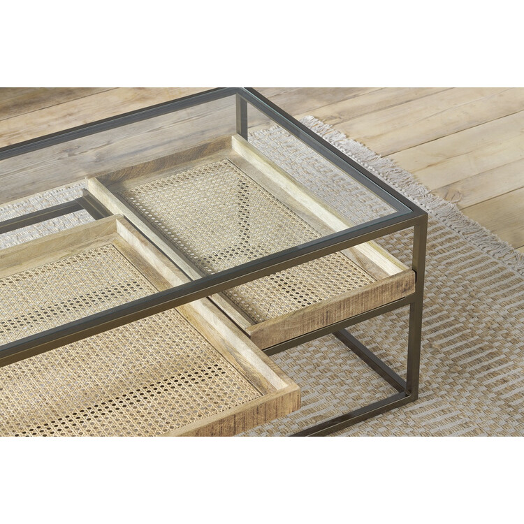 Luzon Brass & Mango Wood Display Coffee Table from Accessories for the Home Luzon Brass & Mango Wood Display Coffee Table from Accessories for the Home