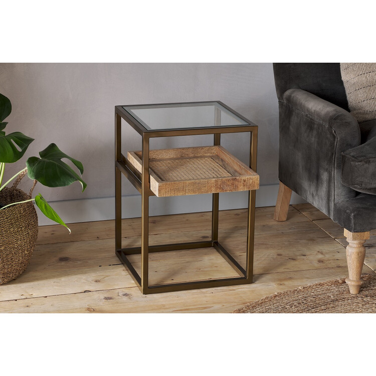Luzon Brass Mango Wood Display Side Table Accessories for the Home