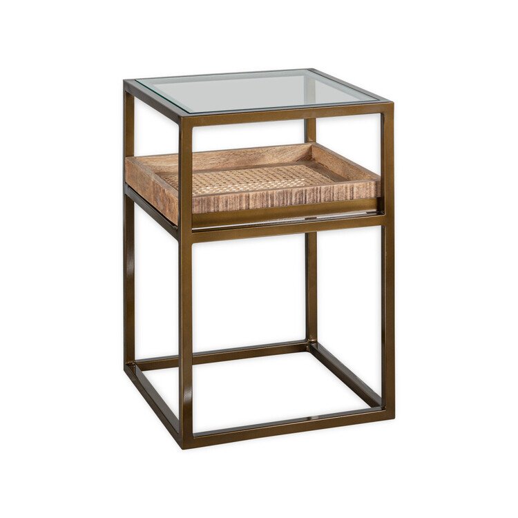 Luzon Brass & Mango Wood Display Side Table from Accessories for the Home