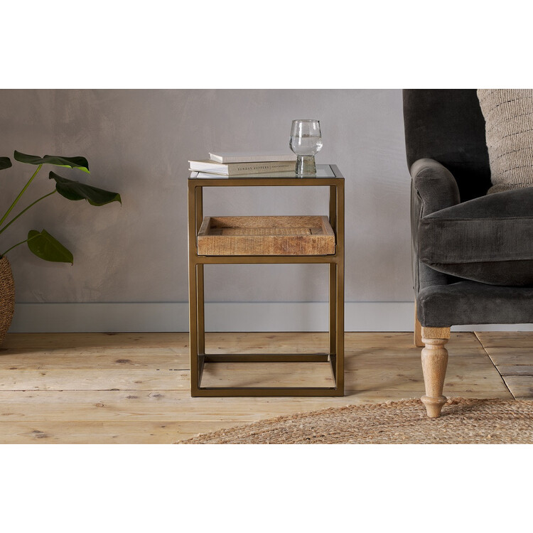 Luzon Brass & Mango Wood Display Side Table from Accessories for the Home