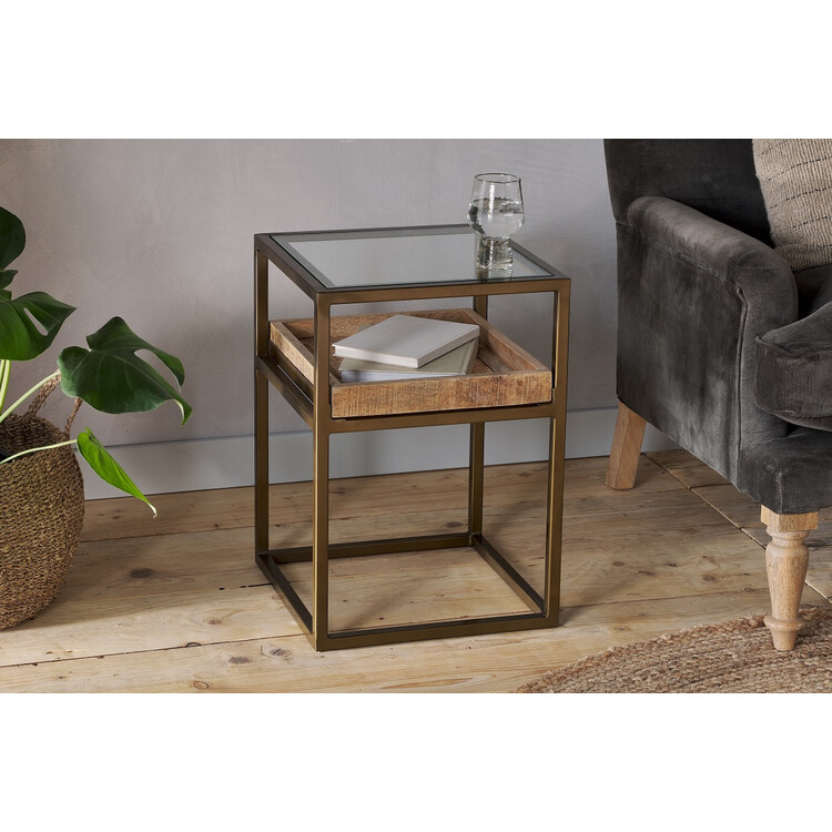 Luzon Brass Mango Wood Display Side Table Accessories for the Home