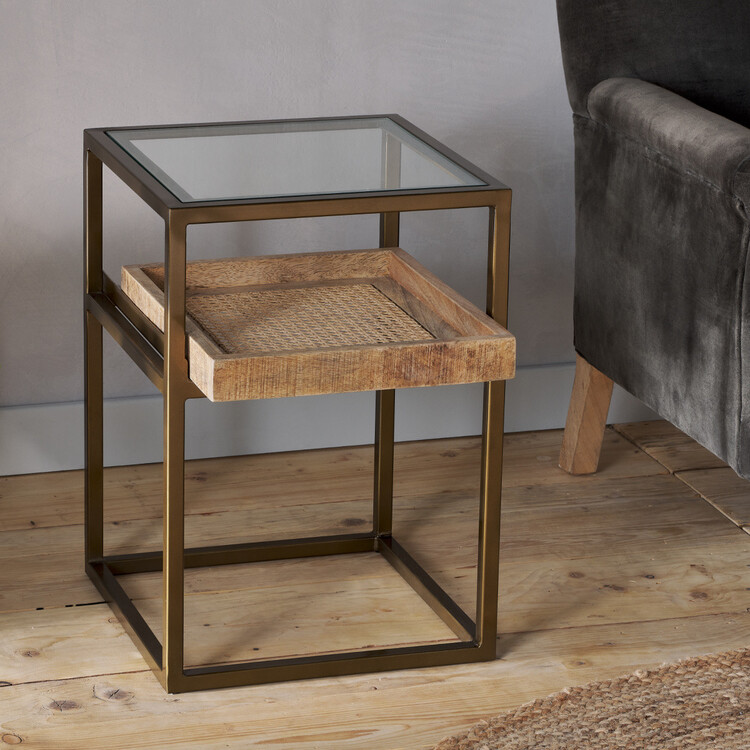 Luzon Brass & Mango Wood Display Side Table from Accessories for the Home