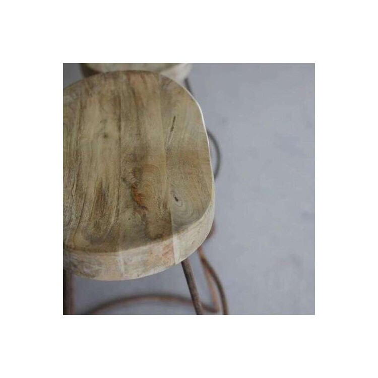 Loko Natural Mango Wood and Iron Stool from Accessories for the Home Loko Natural Mango Wood and Iron Stool from Accessories for the Home