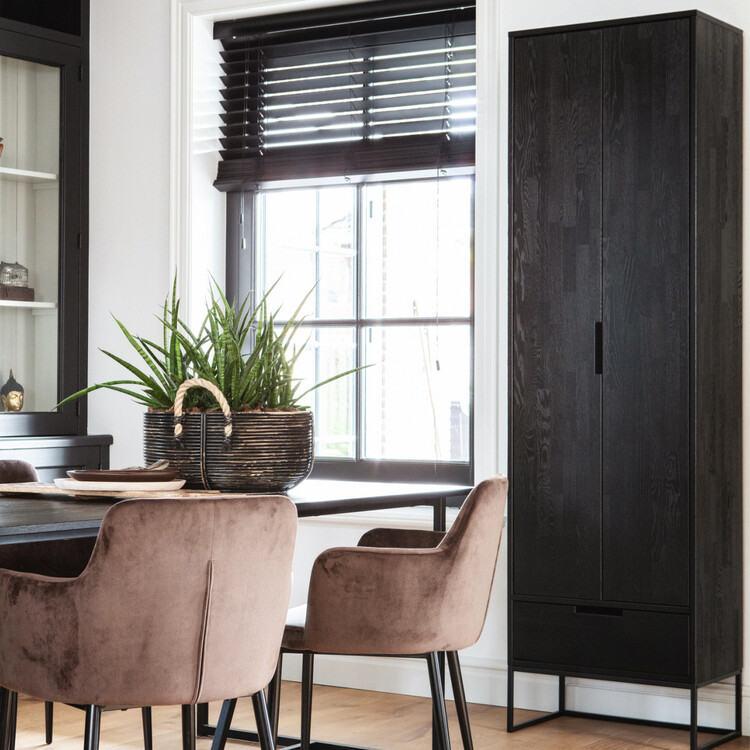 Silas Black Ash Wood Slim Cabinet from Accessories for the Home