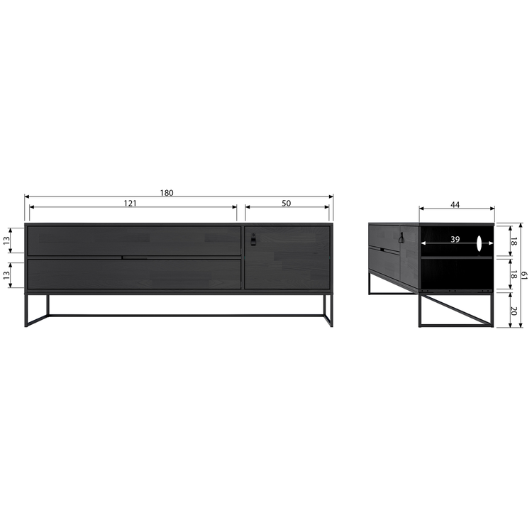 Silas Black Ash Wood Media Cabinet (180cm) from Accessories for the Home Silas Black Ash Wood Media Cabinet (180cm) from Accessories for the Home