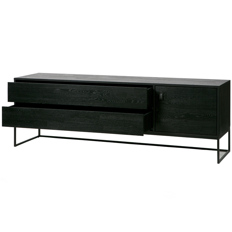 Silas Black Ash Wood Media Cabinet (180cm) from Accessories for the Home Silas Black Ash Wood Media Cabinet (180cm) from Accessories for the Home