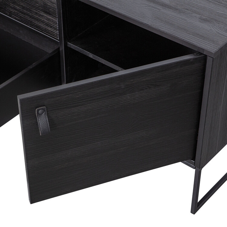 Silas Black Ash Wood Media Cabinet (180cm) from Accessories for the Home Silas Black Ash Wood Media Cabinet (180cm) from Accessories for the Home
