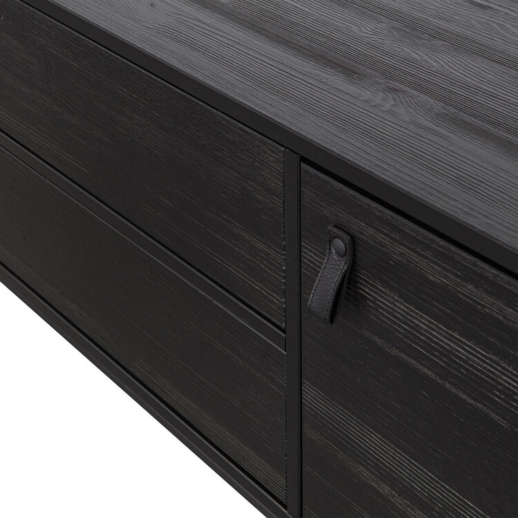 Silas Black Ash Wood Media Cabinet (180cm) from Accessories for the Home Silas Black Ash Wood Media Cabinet (180cm) from Accessories for the Home