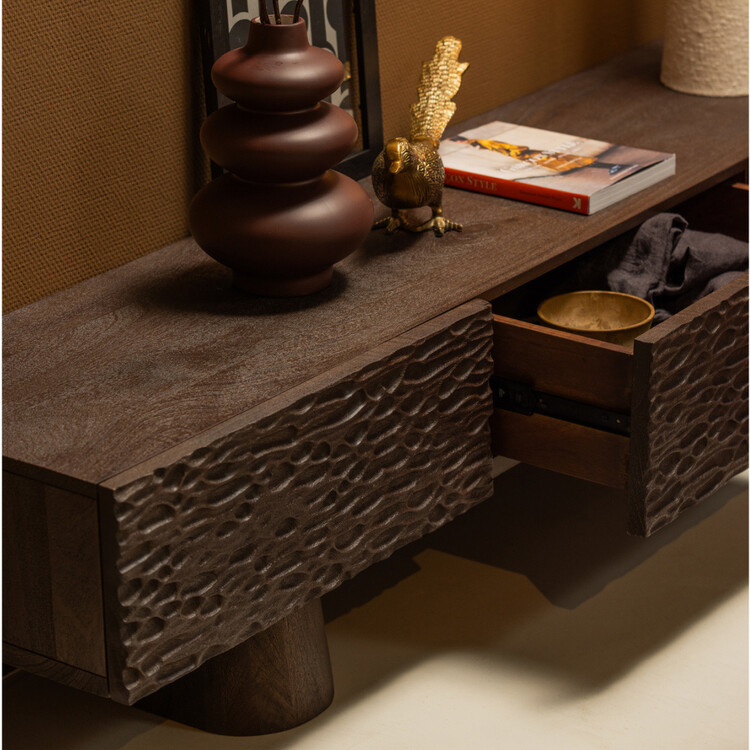 Crumble Carved Mango Wood Media Unit from Accessories for the Home