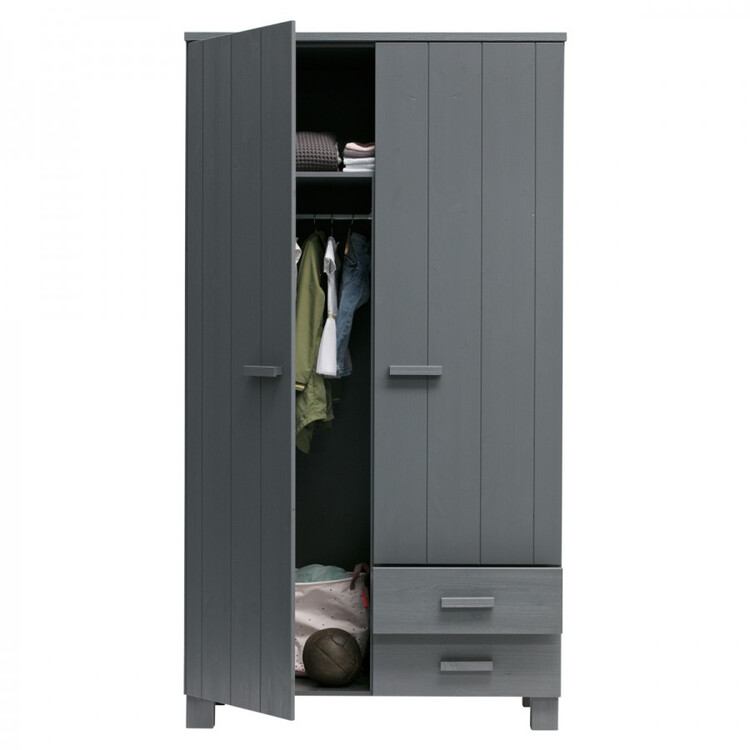 Dennis Solid Pine Wardrobe with 2 Drawers from Accessories for the Home