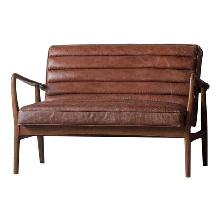 Dayton Vintage Brown Leather 2 Seat Sofa from Accessories for the Home 2