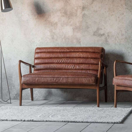 Dayton Vintage Brown Leather 2 Seat Sofa from Accessories for the Home
