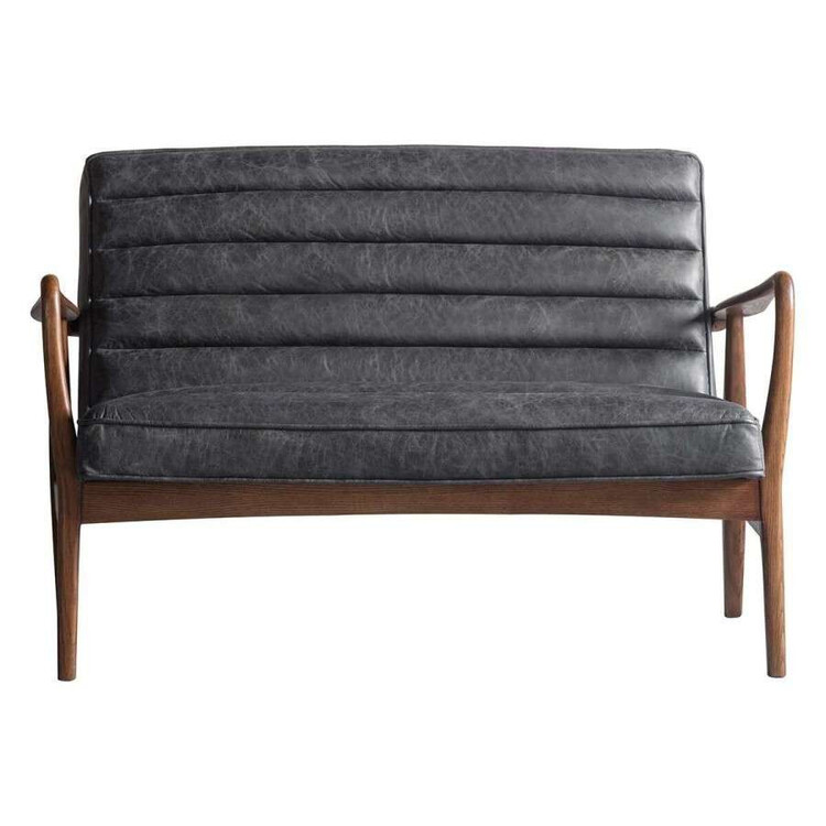 Dayton Ebony Leather 2 Seat Sofa from Accessories for the Home Dayton Ebony Leather 2 Seat Sofa from Accessories for the Home
