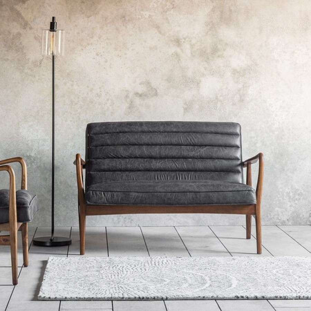 Dayton Ebony Leather 2 Seat Sofa from Accessories for the Home