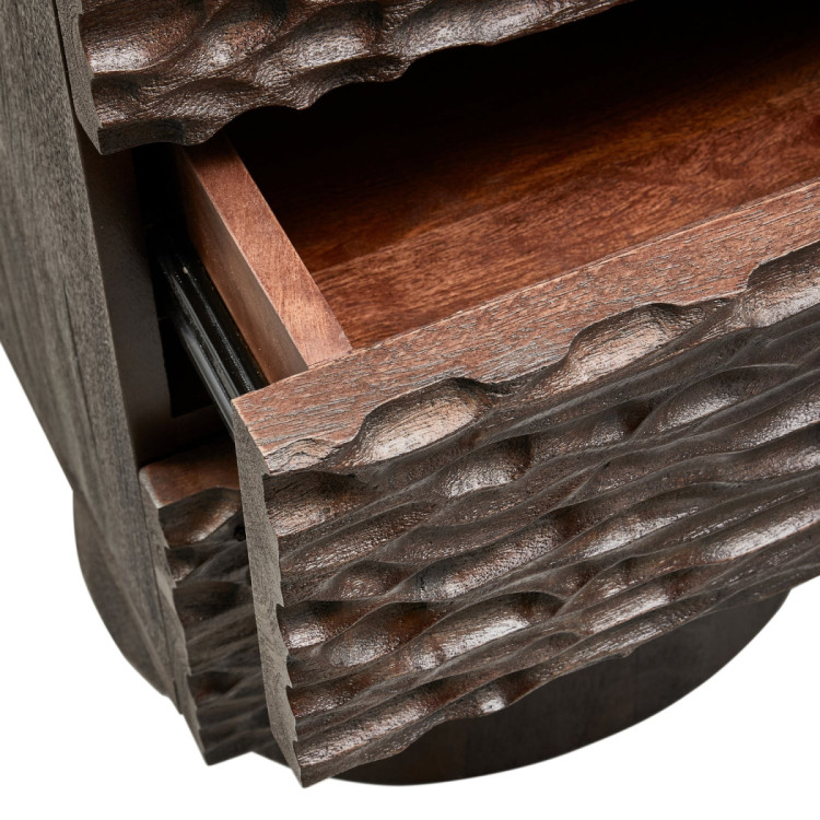 Crumble Carved Mango Wood Side Table with Drawers from Accessories for the Home Crumble Carved Mango Wood Side Table with Drawers from Accessories for the Home