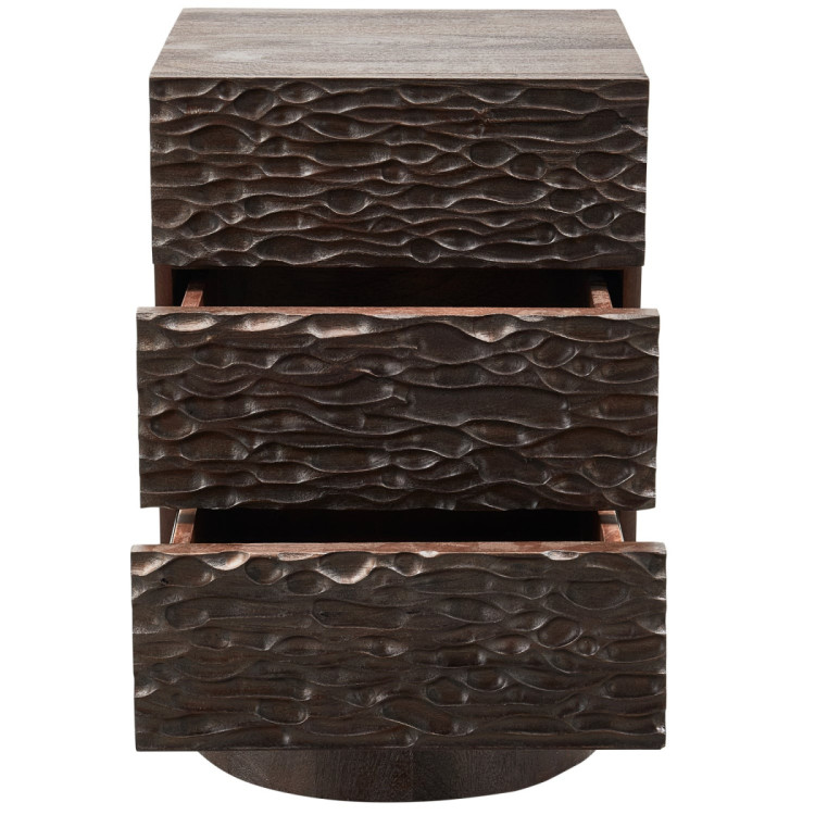 Crumble Carved Mango Wood Side Table with Drawers from Accessories for the Home Crumble Carved Mango Wood Side Table with Drawers from Accessories for the Home