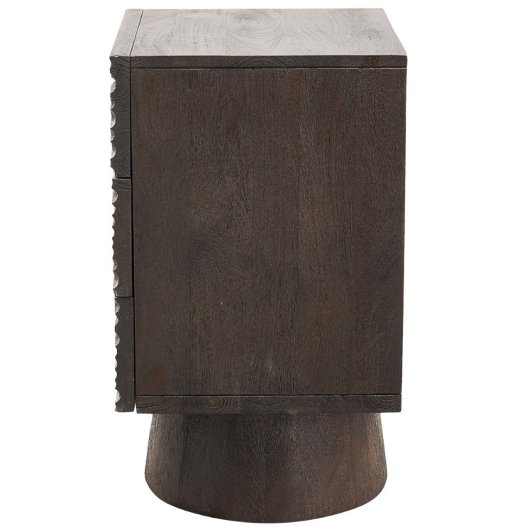 Crumble Carved Mango Wood Side Table with Drawers from Accessories for the Home Crumble Carved Mango Wood Side Table with Drawers from Accessories for the Home