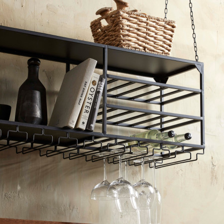 Nordal Loft Iron Hanging Shelf and Wine Rack from Accessories for the Home 2