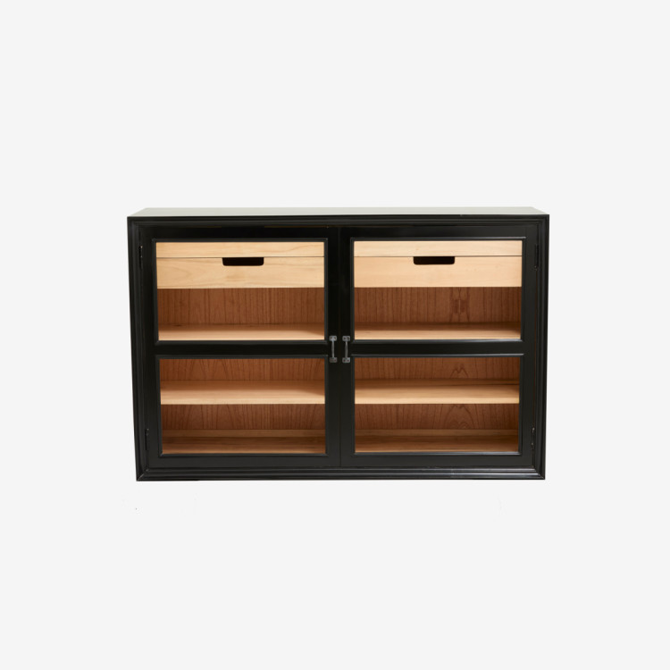 Nordal Viva Black Wood Sideboard with Glass Doors from Accessories for the Home