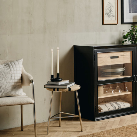 Nordal Viva Black Wood Sideboard with Glass Doors from Accessories for the Home 2