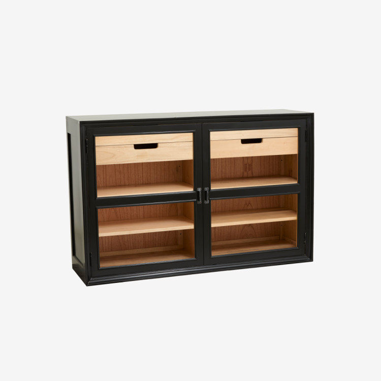 Nordal Viva Black Wood Sideboard with Glass Doors from Accessories for the Home