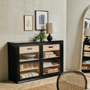 Nordal Viva Black Wood Sideboard with Glass Doors from Accessories for the Home